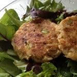 Maryland Style Lump Crab Cakes over Greens