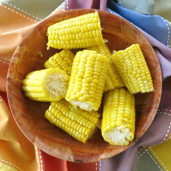 Corn on the Cob Microwave cooked in bowl.