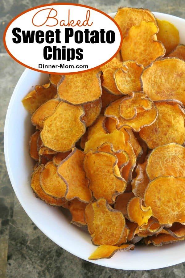 Baked Sweet Potato Chips are easy to make. They're the perfect healthy snack or side dish. #sweetpotatochips