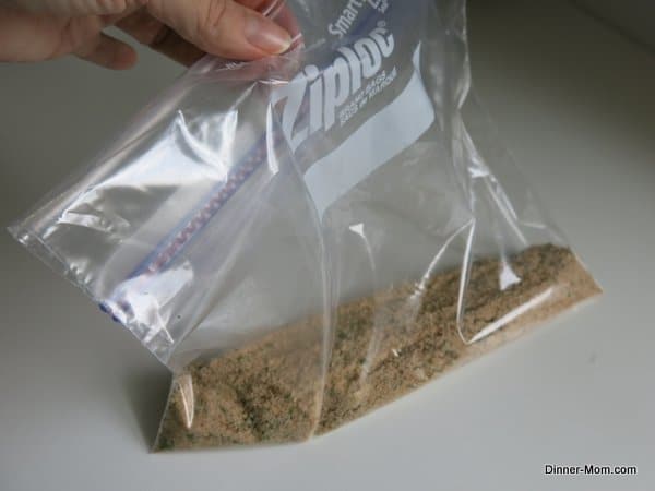 Breading for Parmesan Crusted Scallops in a plastic bag