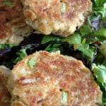 Maryland Style crab cakes on salad greens