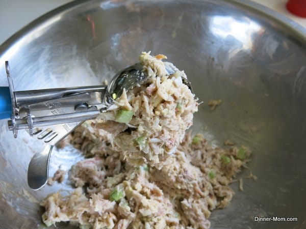 Combined Ingredients for Maryland Style Crab Cakes in a scoop