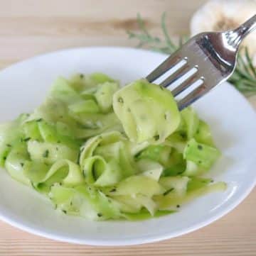 zucchini ribbon pasta recipe on fork