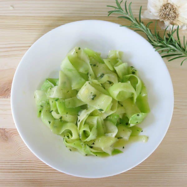 Zucchini ribbons on plate