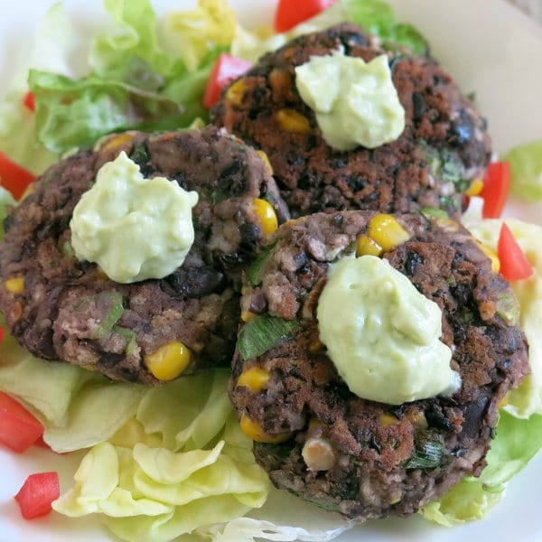 Black Bean Cakes and Avocado Cream