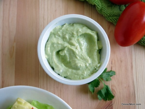 Avocado cream sauce in cup