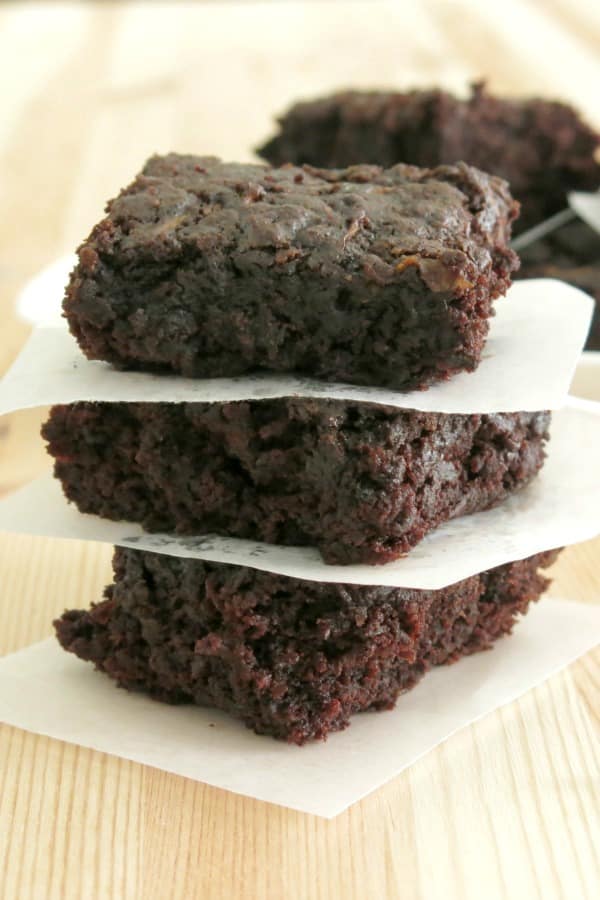 Healthy Zucchini Brownies Recipe in a stack