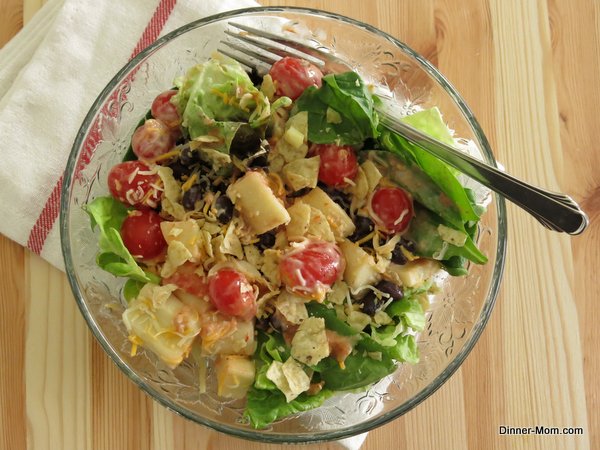 Taco Salad on plate with a fork