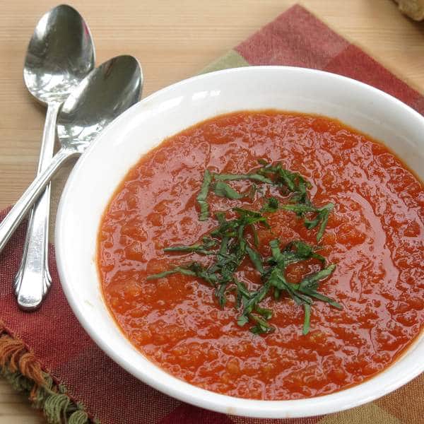 Easy Roasted Tomato Soup Recipe with Basil