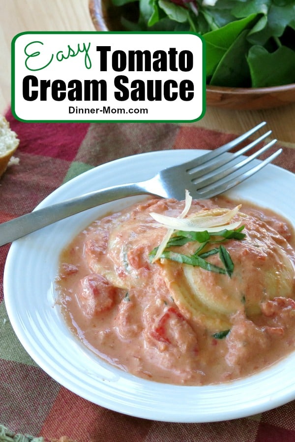 This easy tomato cream sauce tastes like it came from a fancy restaurant! Serve it over ravioli or pasta. Perfect for a special occasion dinner! #tomatocreamsauce #romanticdinners