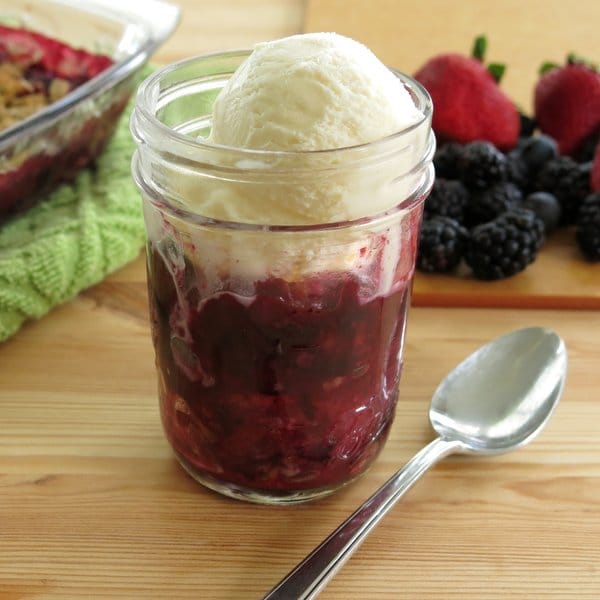 Mixed Berry Crumble Topped with Ice Cream