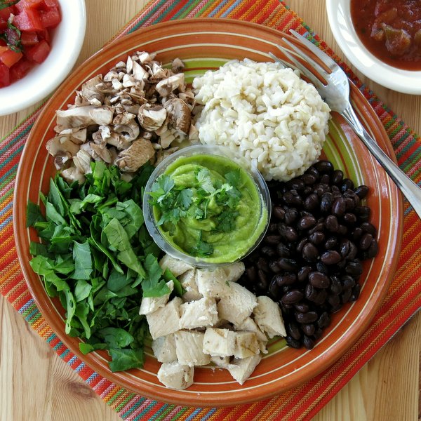 Rice Bowl Ingredients on a plate