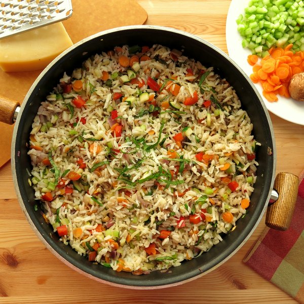 Vegetarian Rice Pilaf Recipe in skillet