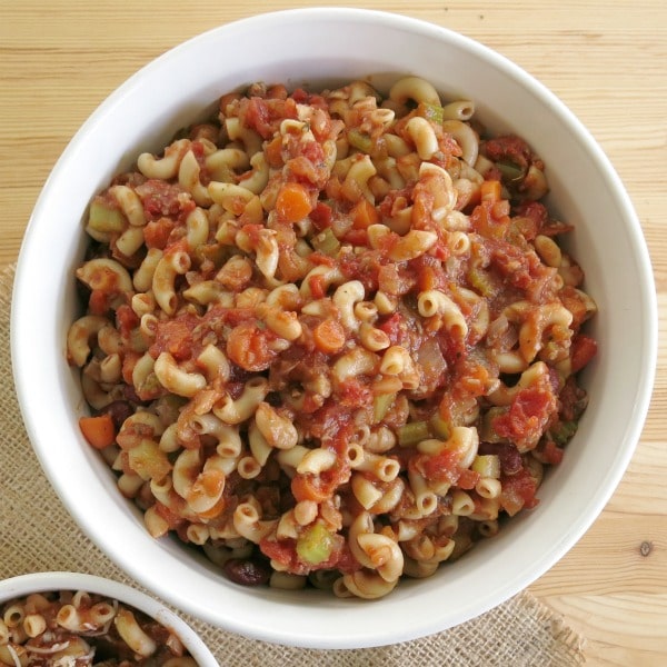 Pasta Fagioli Vegetarian in serving bowl