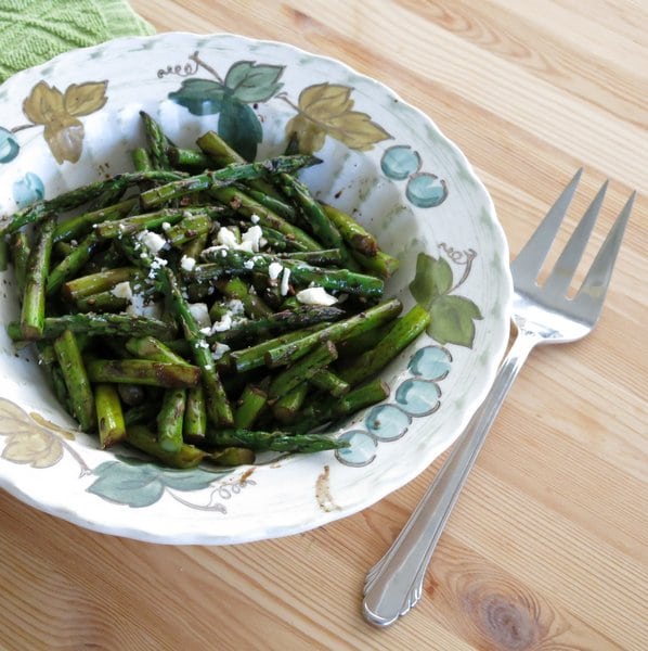 Roasted Asparagus with Balsamic Reduction and Feta Cheese