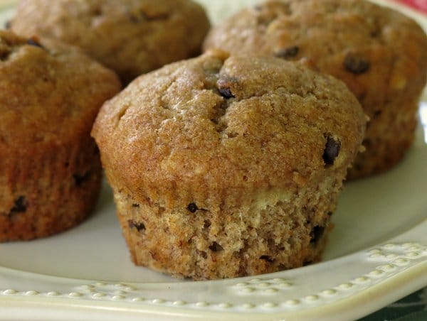 Healthy Banana Muffins with Nuts on plate