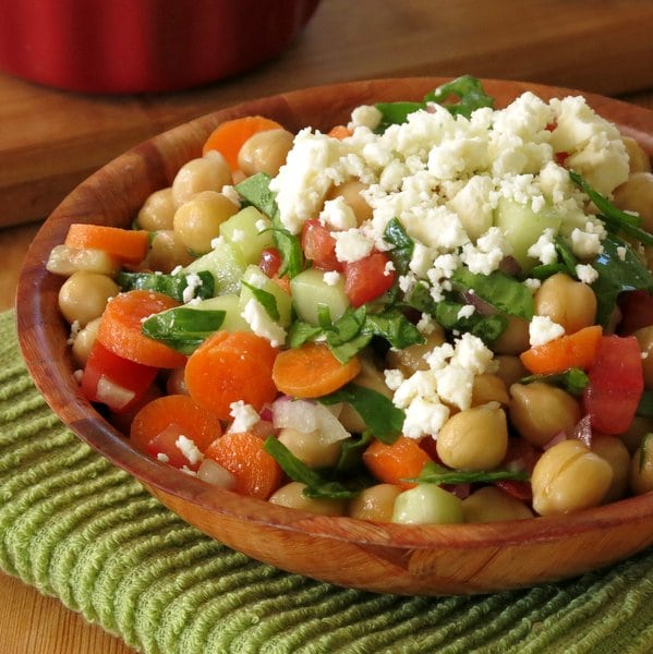 Chick Pea Salad Topped with Feta Cheese