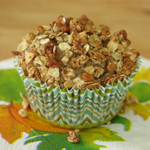 Easy Applesauce Muffins with Crunchy Granola.