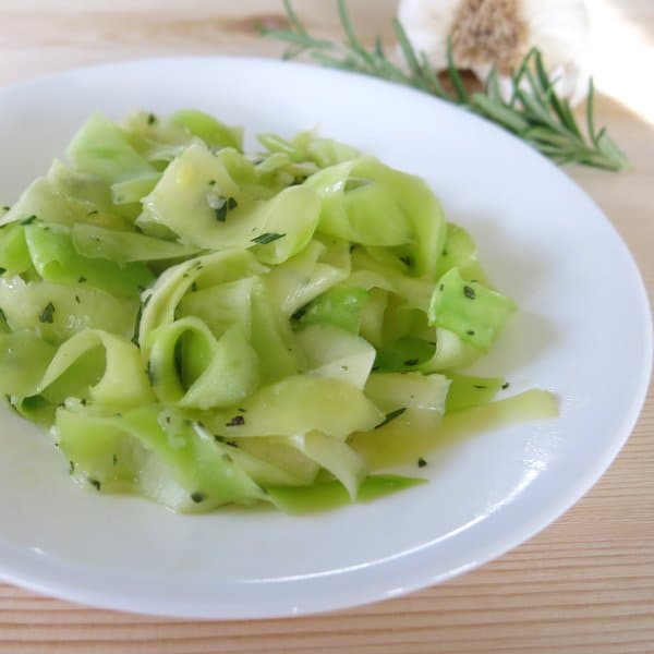 Zucchini Ribbons Sauteed in Olive Oil with Rosemary