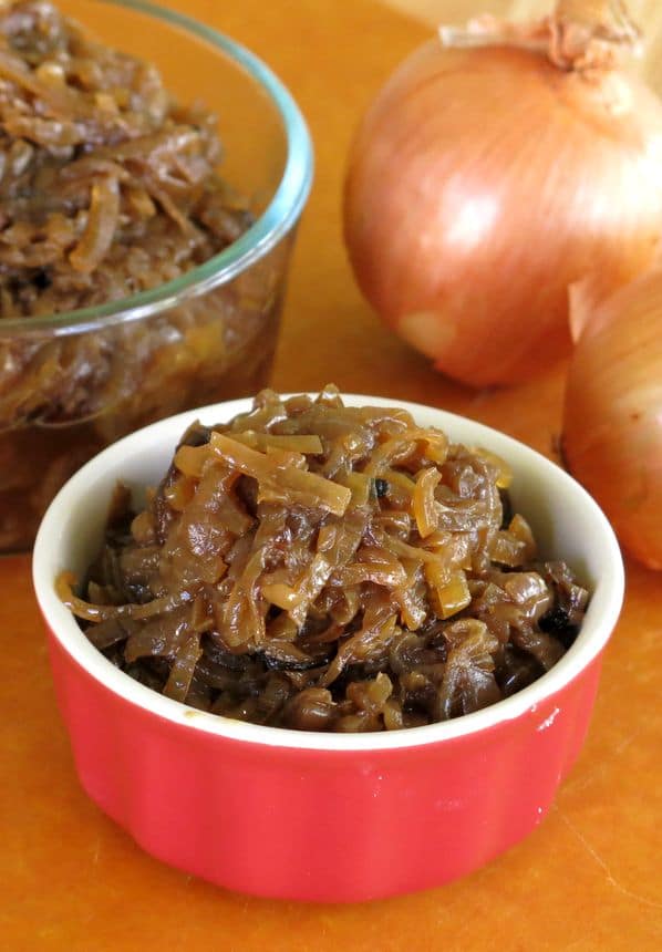 Easy Slow Cooker Caramelized Onions in a bowl