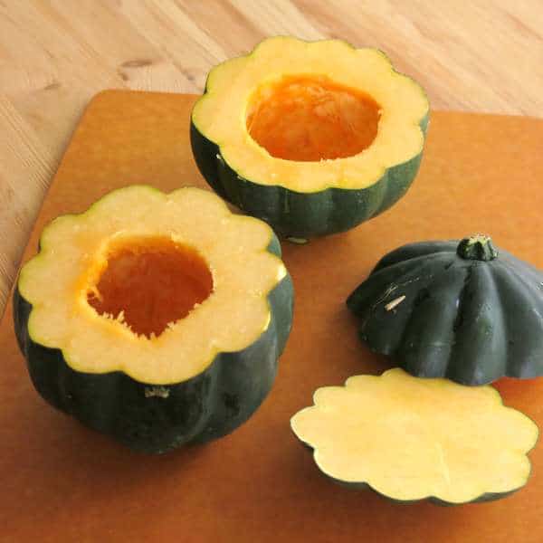 Acorn Squash cut and ready for Roasting