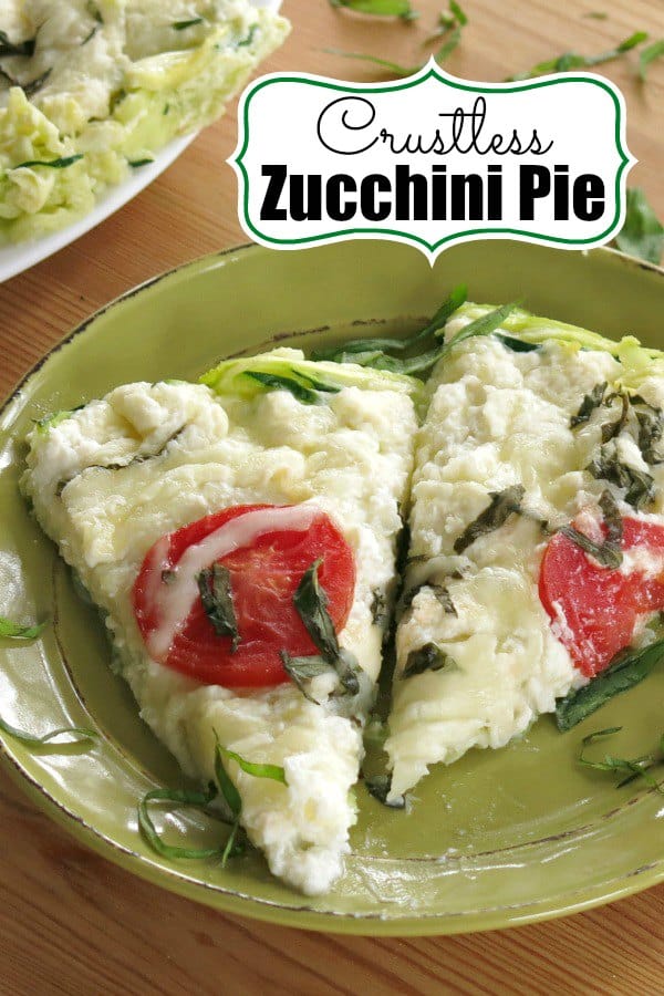 Crustless Zucchini Pie is low-carb, gluten free and delicious. Customize with your favorite pizza toppings, and eat it with a fork for an easy family dinner! #zucchini #zoodles #lowcarbdiet #lowcarb #glutenfree #meatlessmonday #meatless
