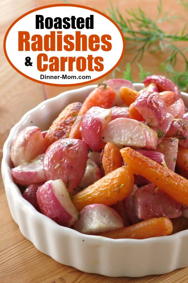 Roasted radishes and carrots drizzled with a lemon butter sauce will be the talk of the table! Easy side dish recipe! #roastedradishesandcarrots