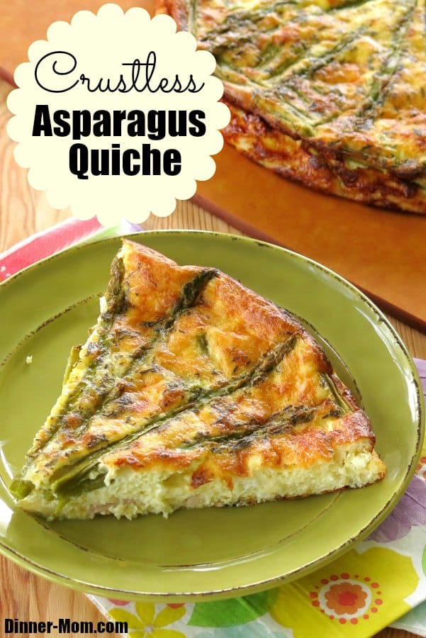 Crustless Asparagus Quiche - low-carb, gluten-free. Healthy recipe that is easy to adapt for other vegetables. #crustlessquiche #lowcarbdiet