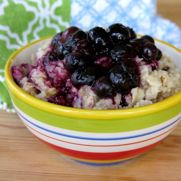 Oatmeal topped with Homemade Blueberry Compote