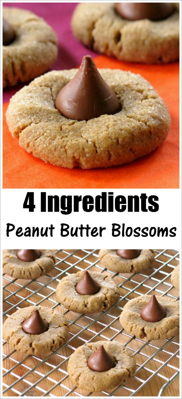 4 Ingredient Peanut Butter Blossom Cookies Recipe