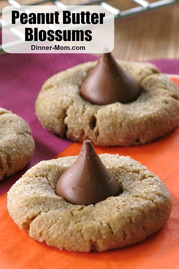 Easy Peanut Butter Blossums Recipe has just 4 Ingredients! Almond butter, sunflower seed butter or any nut butter will work! #peanutbuttercookies