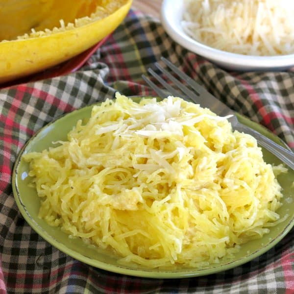 Spaghetti Squash Alfredo Recipe on plate