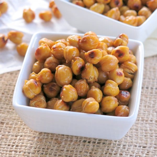 Roasted Buffalo Chickpeas in small serving dish