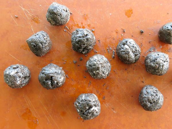 Oreo and Cream Cheese Batter Rolled into Balls.