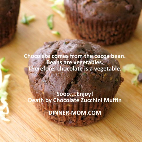 Chocolate is a Vegetable Quote on top of a chocolate muffin