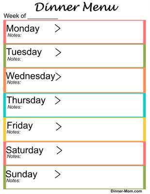 Weekly Meal Planner Chart Template