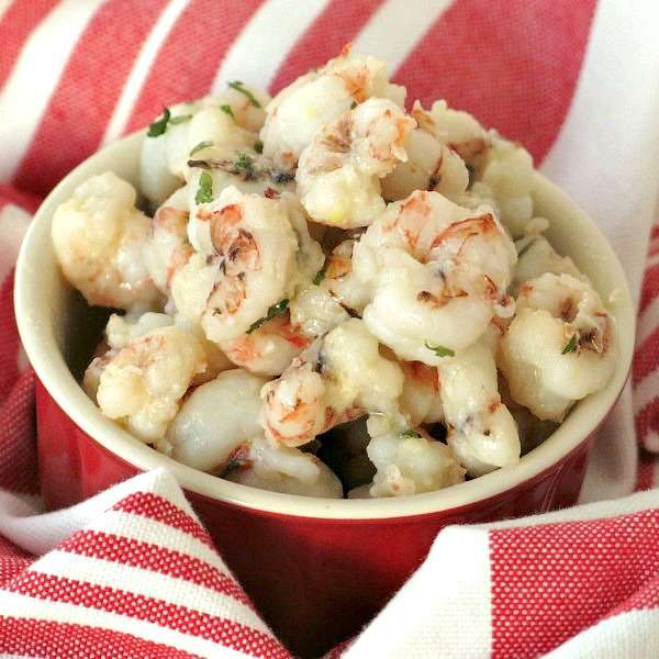 Sauteed Rock Shrimp Recipe in a bowl.