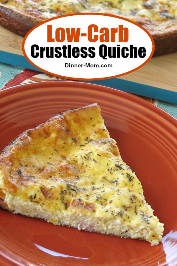 Enjoy low-carb Crustless Quiche for a healthy breakfast, lunch or dinner! Easy recipe that freezes before you bake it! #crustlessquiche #lowcarbrecipes