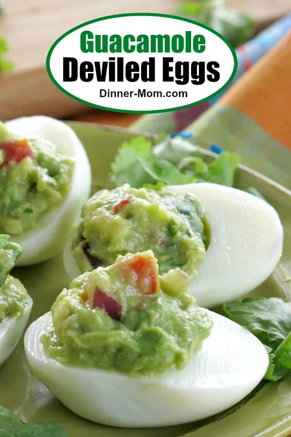 Guacamole Deviled Eggs are a fun appetizer for parties or special occasions, especially if your guests are eating low-carb or gluten-free. #guacamoledeviledeggs #healthyappetizer