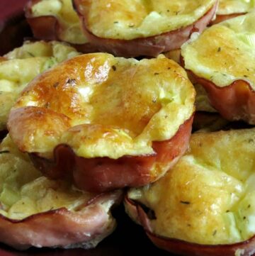 Ham Quiche Cups stacked on plate