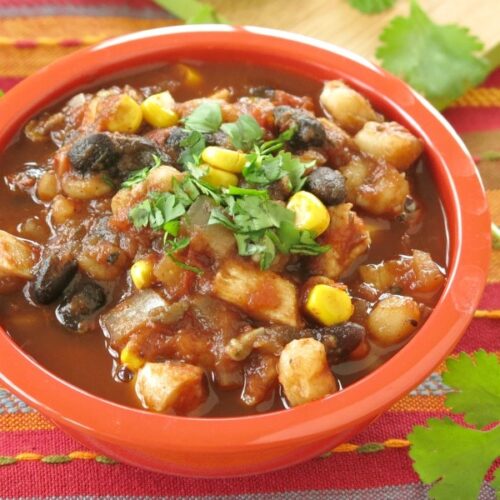 Bowl of easy chicken tortilla soup