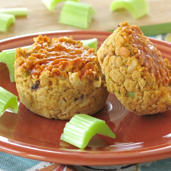 Meatless Meatloaf Muffins with beans on a plate