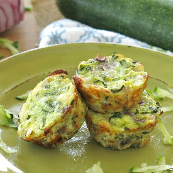 Three zucchini and Egg Muffins on plate
