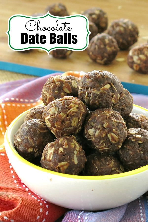 Chocolate Date Balls will get you through the mid-day slump. Easy, no-bake, vegan recipe with just 6 ingredients! Perfect for a healthy snack or after dinner treat. #proteinballs #energyballs #medjooldates #dates #vegan #glutenfree #healthysnacks #nobake
