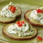 Potato Crostini with Pesto Cheese