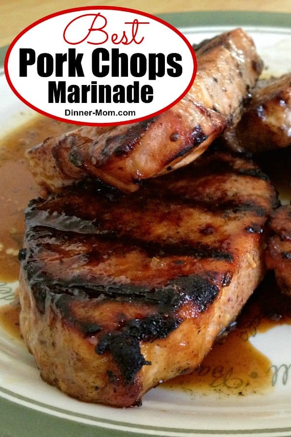 This is hands down the BEST Marinade for grilled pork chops. It's thick and sweet from molasses and has zing from cider vinegar and spices! #bestporkchopmarinade