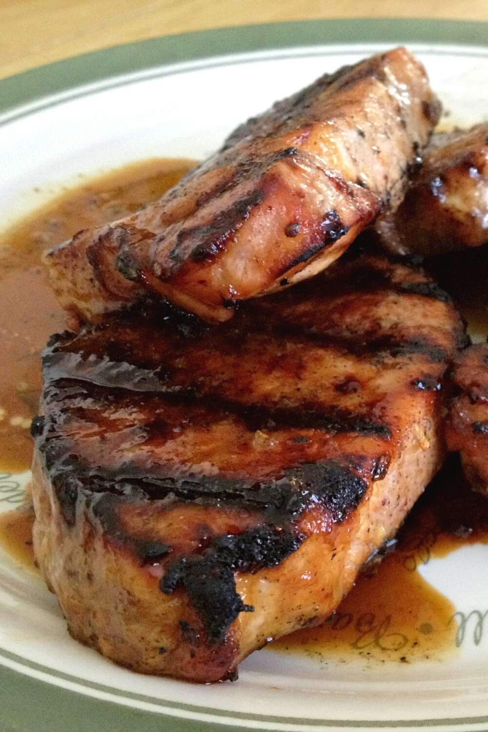 Grilled Pork chops on a plate.