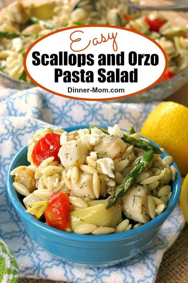 Scallops and Orzo with Feta, Artichokes and Asparagus The DinnerMom