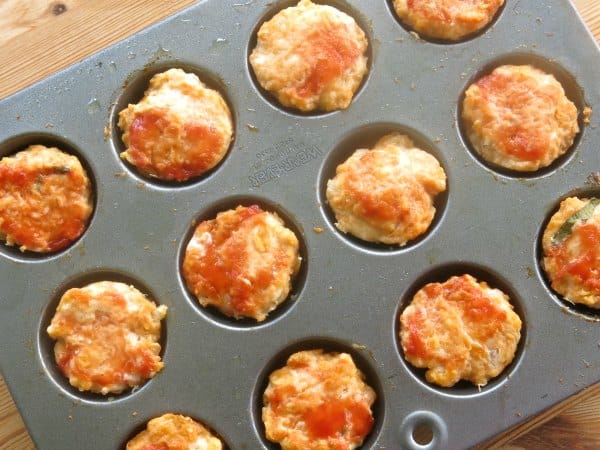 Baked Chicken Meatballs in a mini muffin tin