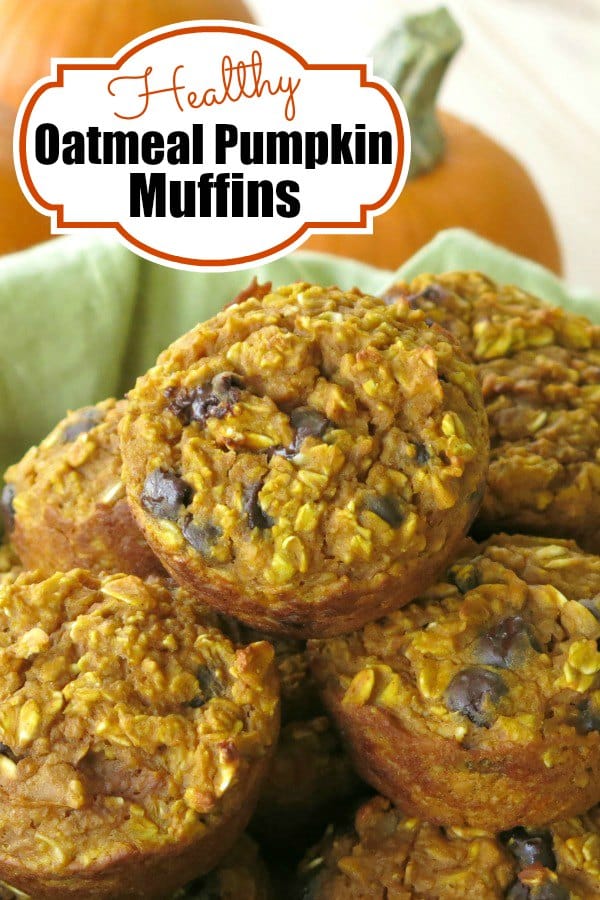 Enjoy Healthy Oatmeal Pumpkin Muffins any time you want, even for breakfast! They're packed with oats and contain a little extra protein. #pumpkin #muffins #pumpkinmuffins #glutenfree